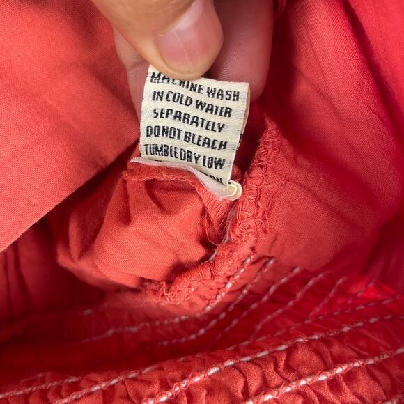 Sim & Sam Women's Small Red 100% Cotton Off the Shoulder Puff Sleeve Crop Top - Picture 6 of 13